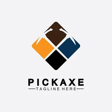 Pickaxe Logo Vector icon symbol illustration Design template, Mining Concept  Stock Illustration