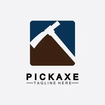 Pickaxe Logo Vector icon symbol illustration Design template, Mining Concept  Stock Illustration