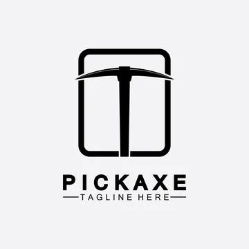 Pickaxe Logo Vector icon symbol illustration Design template, Mining Concept  Stock Illustration