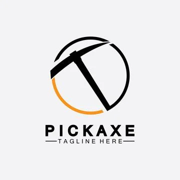 Pickaxe Logo Vector icon symbol illustration Design template, Mining Concept  Stock Illustration