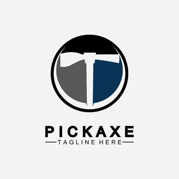 Pickaxe Logo Vector icon symbol illustration Design template, Mining Concept  Stock Illustration