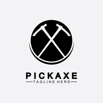 Pickaxe Logo Vector icon symbol illustration Design template, Mining Concept  Illustrazione stock