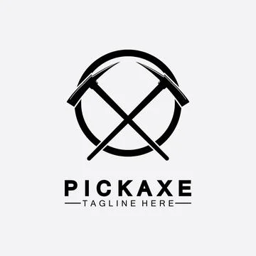 Pickaxe Logo Vector icon symbol illustration Design template, Mining Concept  Stock Illustration