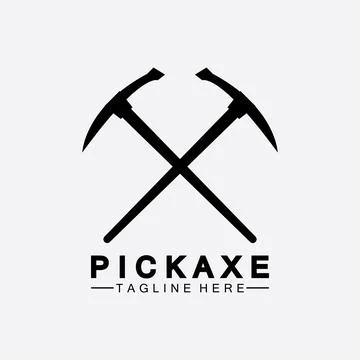 Pickaxe Logo Vector icon symbol illustration Design template, Mining Concept  Stock Illustration