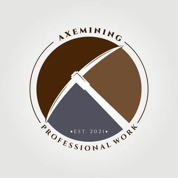 Pickaxe mining club logo vector illustration design Stock Illustration