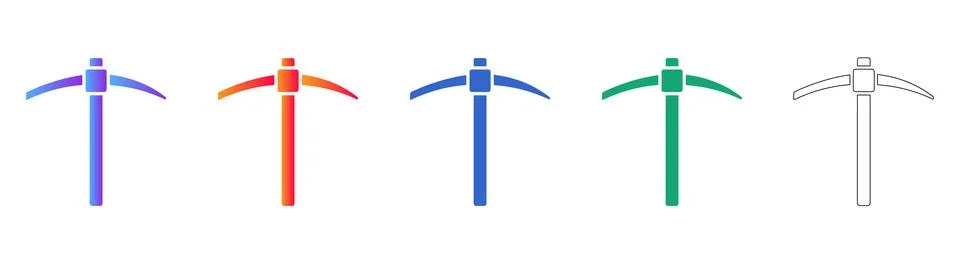 Pickaxe Mining Tool Icon Set Stock Illustration