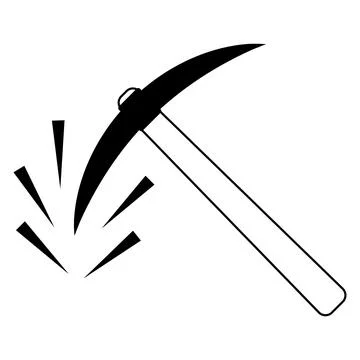 Pickaxe with shards symbol of mining cryptocurrency, vector sign of the pickaxe Stock Illustration