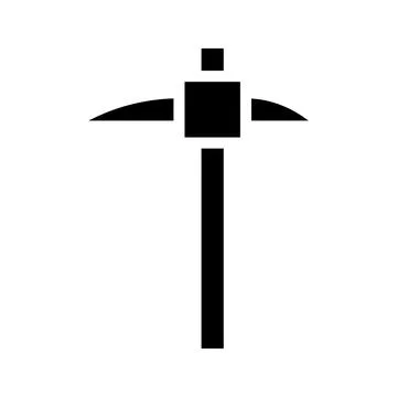 Pickaxe silhouette icon. Concept of mining, construction, and hard work. Stock Illustration