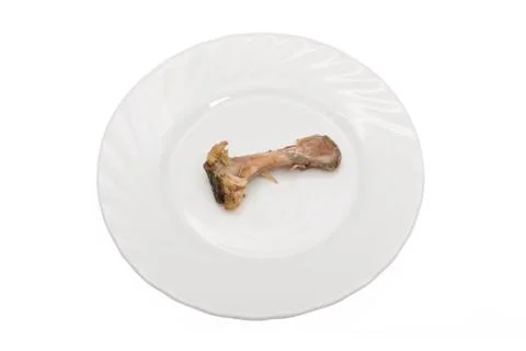 Picked chicken bone on a plate Stock-Fotos