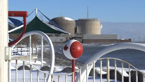 Pickering nuclear power generating plant in Canada Stock Footage 101512520