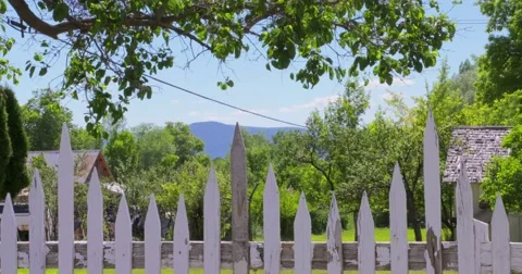 Picket fence and trees Vídeos de archivo 54046892
