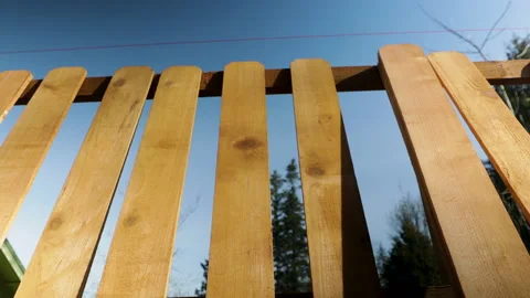 Pickets Lined Up Along Posts and Backer Rails Fencing Job Under Constructio.. 스톡 동영상 235570056