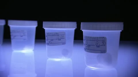 Picking up and placing down specimen containers Stock Footage 20448066