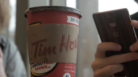Picking up and putting down a cup of coffee Vídeo Stock 87052767