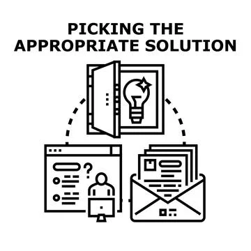 Picking appropriate solution from available choices concept 스톡 일러스트