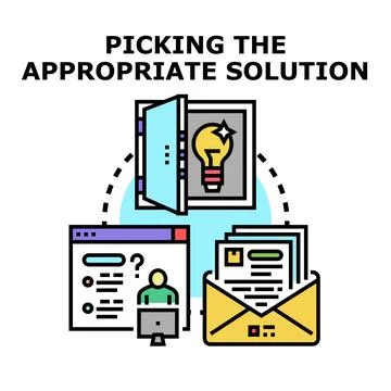 Picking appropriate solution from available choices concept Stockillustratie