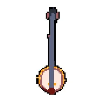 Picking banjo pixel art vector illustration 스톡 일러스트