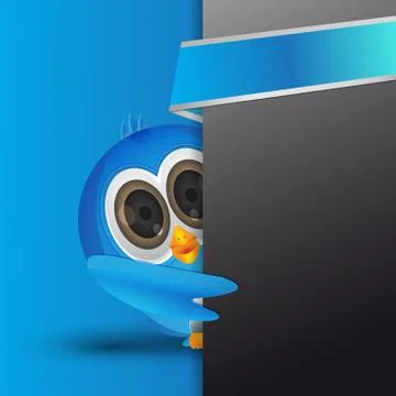 Picking blue twiter bird Stock Illustration