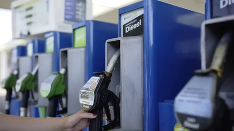 Picking a diesel fuel pump Stock Footage 83397227