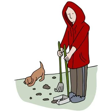 Picking up dog poop Stock Illustration