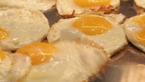 Picking Up A Fried Egg For Breakfast, At A Hotel In The UK Stock Footage 274440785