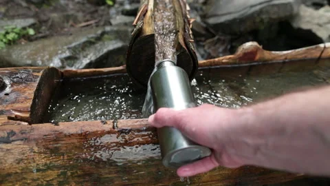 Picking up garbage water plastic nature. Volunteer cleaning river trash Stock Footage 249377528
