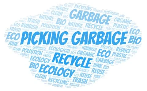 Picking Garbage word cloud. Stock Illustration