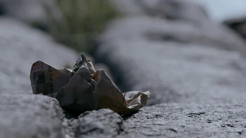 Picking up litter CU Video stock 92501743