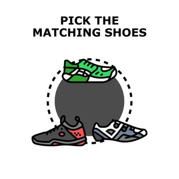Picking matching shoes as selection game concept Stock Illustration