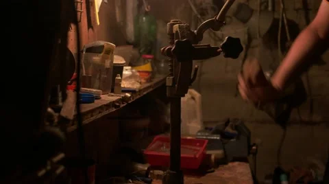 Picking up old press - Graded image Stock Footage 67452060