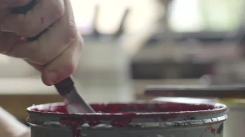 Picking up paint with chisel Video stock 160518005