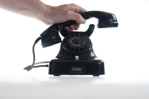 Picking up the phone Foto stock