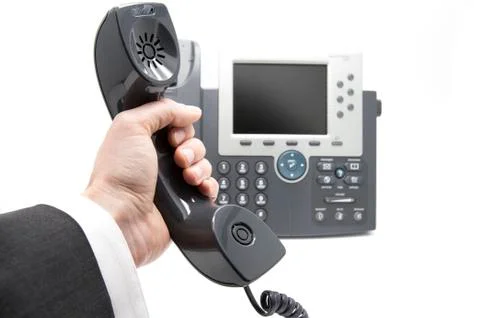 Picking up the phone Foto stock