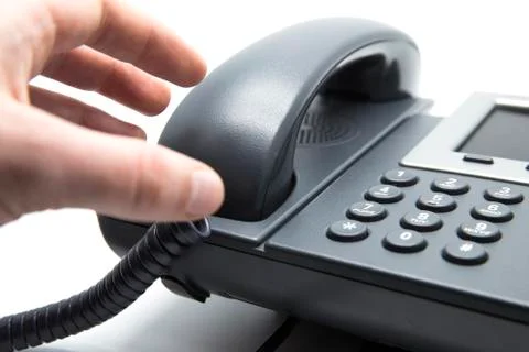 Picking up the phone Foto stock