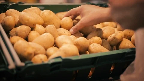 Picking Potatoes At A Local Supermarket Stock Footage 89632271