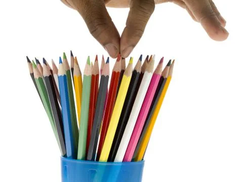 Picking the red pencils Stock Photos