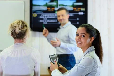 Picking the right answer using a remote control Stock Photos