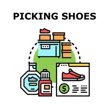 Picking shoes using online store and delivery service Stock Illustration