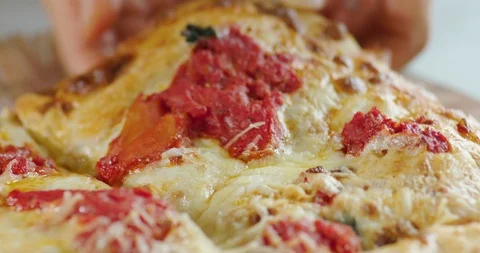 Picking up a slice of pizza Stock Footage 99737446