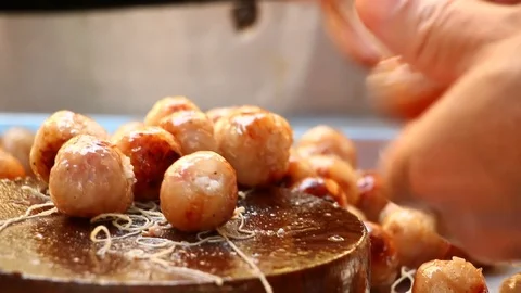 Picking  Thai sausages  Stock Footage 86561727