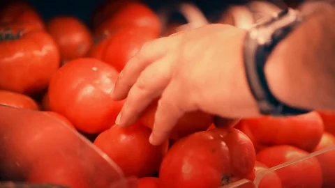 Picking Tomatoes at the Store Stock Footage 89633462