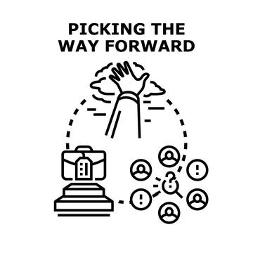 Picking the way forward decision making process concept Illustrazione stock
