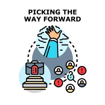 Picking the way forward decision making process concept Stock Illustration