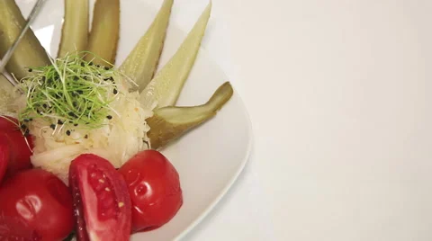 Pickle cabbage, cucumbers and tomatoes Stock Footage 62483549