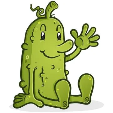 Pickle cartoon character sitting down relaxing Stock Illustration