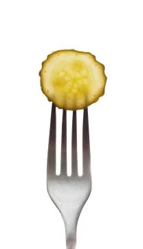 Pickle on a fork Stock Photos