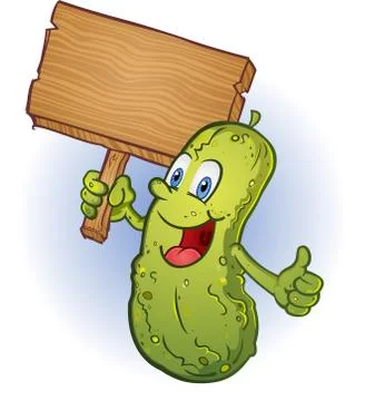 Pickle Holding A Sign Cartoon Character Stock Illustration