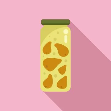 Pickle pear icon flat vector. Glass food Ilustração Stock