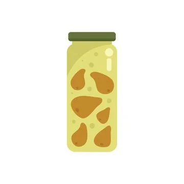 Pickle pear icon flat vector. Glass food Ilustración de archivo