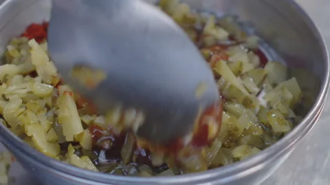 Pickle Sauce Elegance: Culinary Delight in a Jar Video stock 258299391